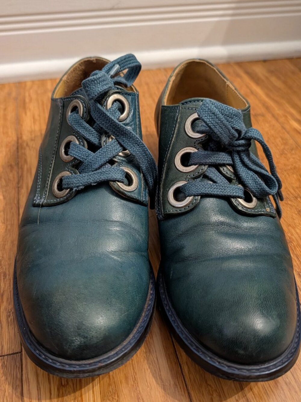Fluevog Biblio Florence Shoes in Blue Colourway, Size 7